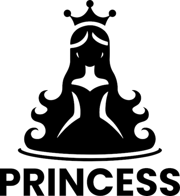 Minimal princes merk logo concept clipart symbool zwarte kleur silhouet 33