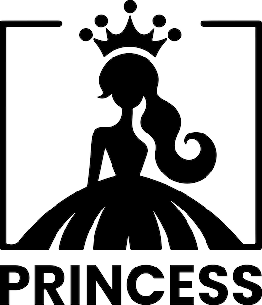 Minimal princes merk logo concept clipart symbool zwarte kleur silhouet 34