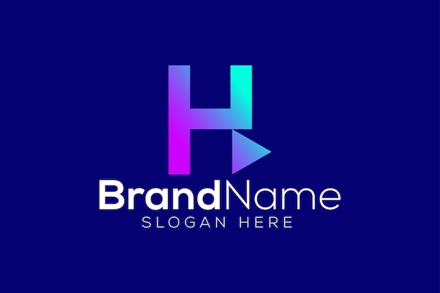 최소 및 프로페셔널 H 글자 플레이 터 로고 디자인