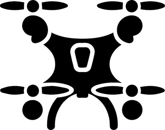 Minima silhouette vettoriale dell'icona quadcopter sfondo bianco riempito di nero 14