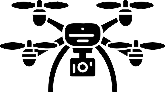 Vector minimal quadcopter icon vector silhouette white background fill with black 17