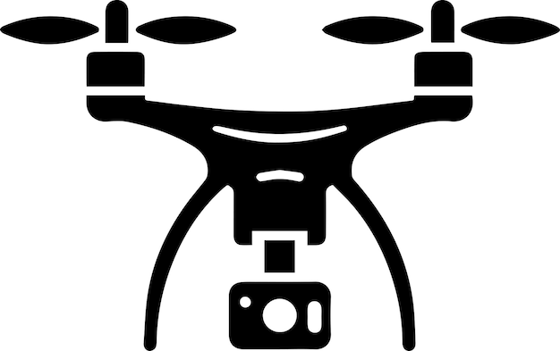 Minimal Quadcopter icon vector silhouette white background fill with black 2