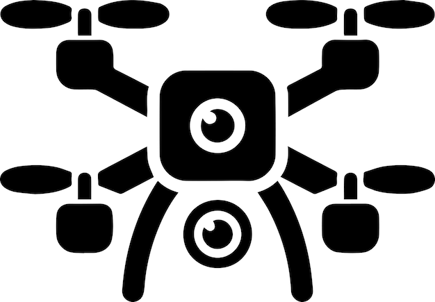 Minimal Quadcopter icon vector silhouette white background fill with black 5