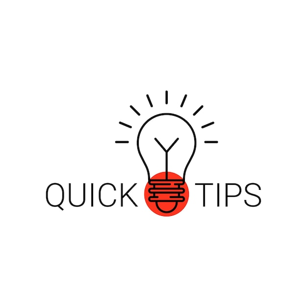 Minimal quick tips icon with black light bulb flat linear trend simple logotype graphic web banner design isolated on white concept of interesting facts for general erudition or incentive brainstorm