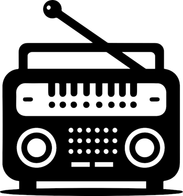 Minimal Radio Icon vector silhouet zwarte kleur 13