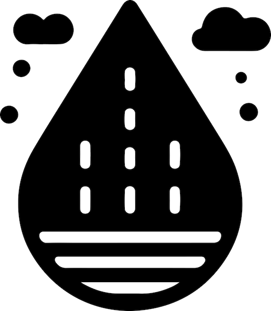 Vector minimal rain drop icon symbol flat illustration black color silhouette white background 24