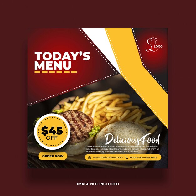 Minimal restaurant food healthy special dish menu social menu media  post