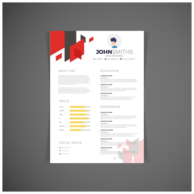 Minimal resume or cv design template