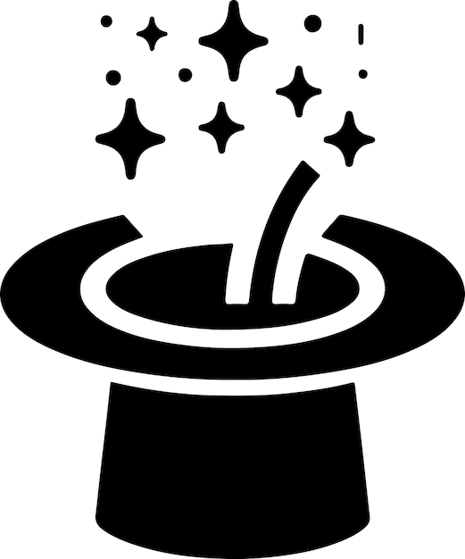 レトロマジシャン 帽子 アイコン クリッパート シンボル 黒色 シルエット ベクトル シルエート 5