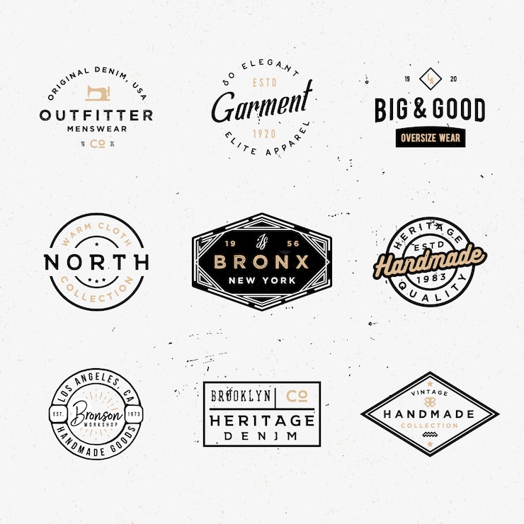 Vector minimal retro sale and discount badges, apparel labels
