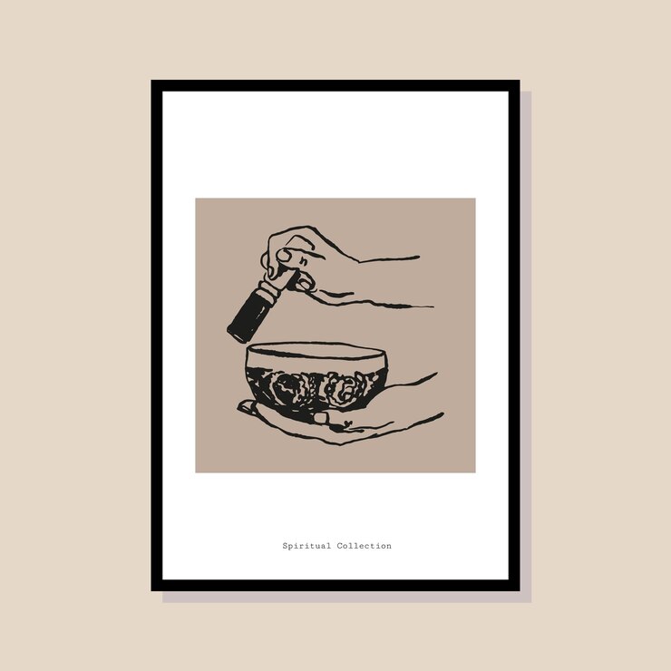 Minimal sacred hands illustration poster design for wall art gallery
