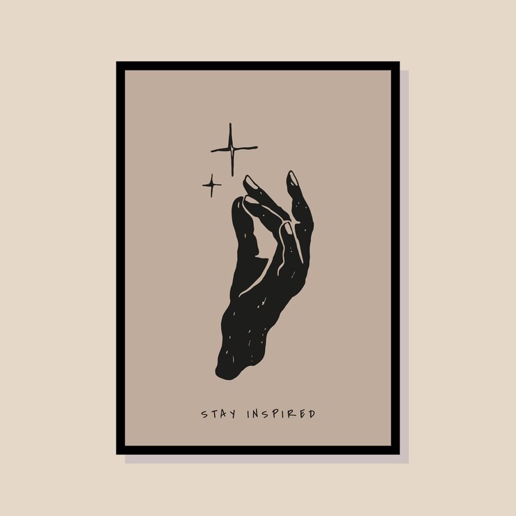 Minimal sacred hands illustration poster design for wall art gallery
