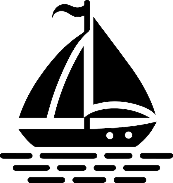 Vector minimal sailboat icon vector art illustration black color black color silhouette white background 12