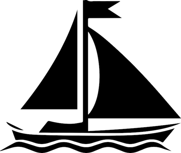 Vector minimal sailboat icon vector art illustration black color black color silhouette white background 15