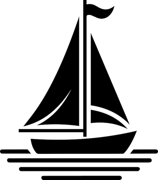 minimal Sailboat icon vector art illustration black color black color silhouette white background 22