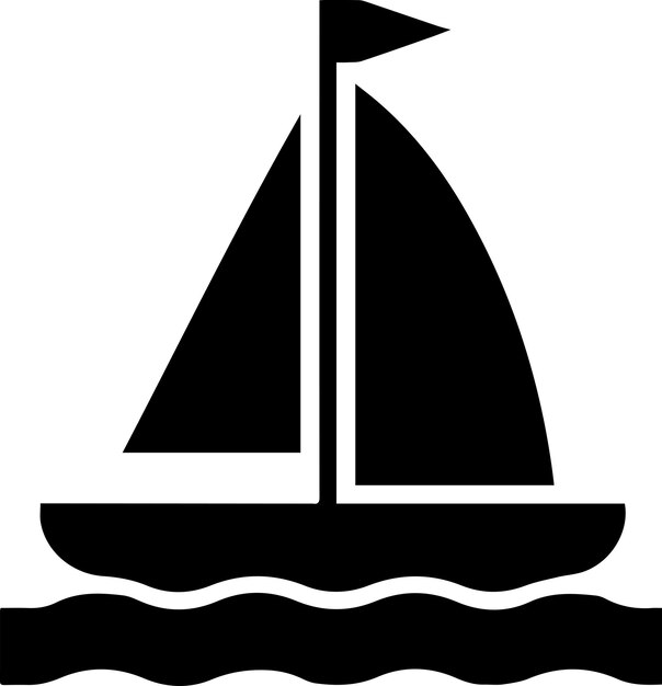 Vector minimal sailboat icon vector art illustration black color black color silhouette white background 43