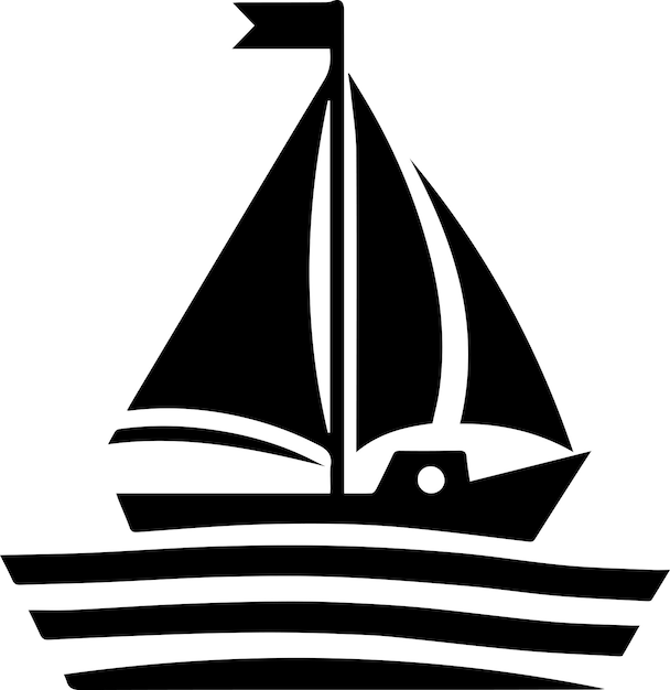 minimal Sailboat icon vector art illustration black color black color silhouette white background 5