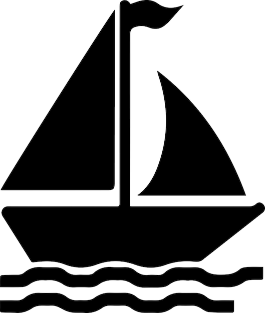 Vector minimal sailboat icon vector art illustration black color black color silhouette white background 7