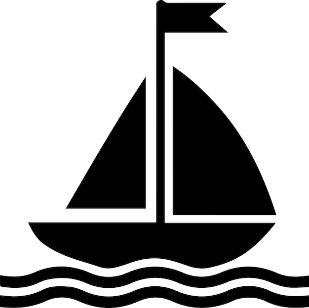 Vector minimal sailboat icon vector art illustration black color black color silhouette white background 8