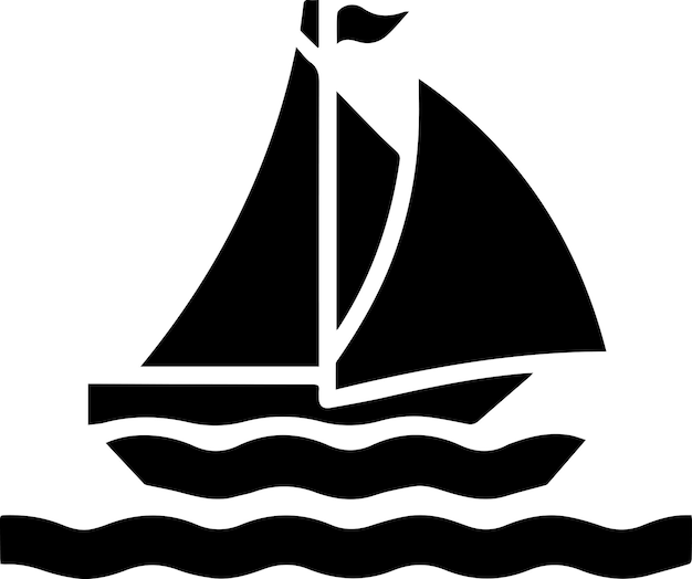 minimal Sailboat icon vector art illustration black color black color silhouette white background 39