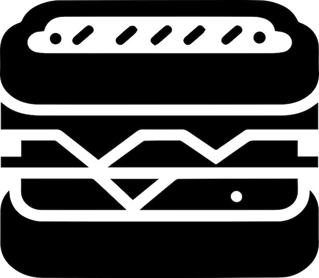 ミニマル サンドイッチ アイコン ベクトル シルエット 白い背景 黒いフォント