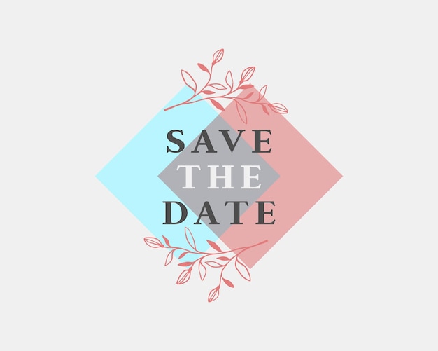 Minimal save the date logo design with leaves