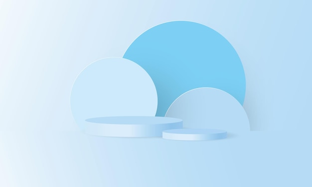 Minimal scene with blue circular podium on blue background