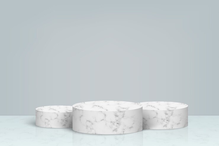 Vector minimal scene with marble stone podium, cosmetic product presentation background