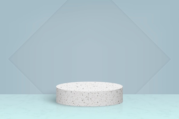 Scena minima con podio in pietra di marmo terrazzo, sfondo di presentazione del prodotto cosmetico