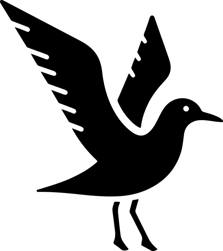 Vector minimal seagull vector icon flat symbol black color silhouette white background 19