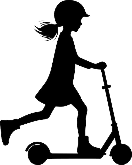 Vector minimal silhouette child scooter vector silhouette on white background 13