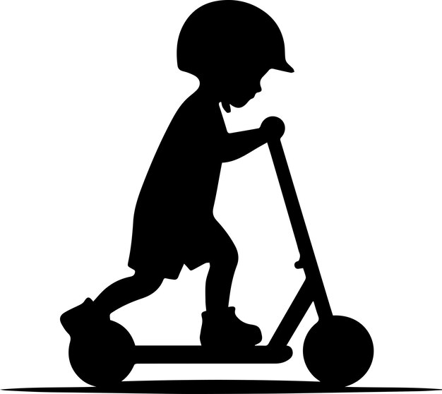 Vector minimal silhouette child scooter vector silhouette on white background 21