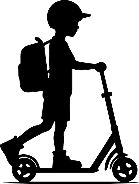 Vector minimal silhouette child scooter vector silhouette on white background 22