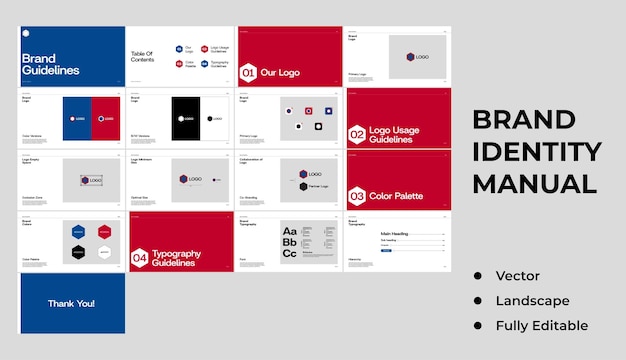 Vector minimal simple brand identity template or brand manual landscape corporate identity