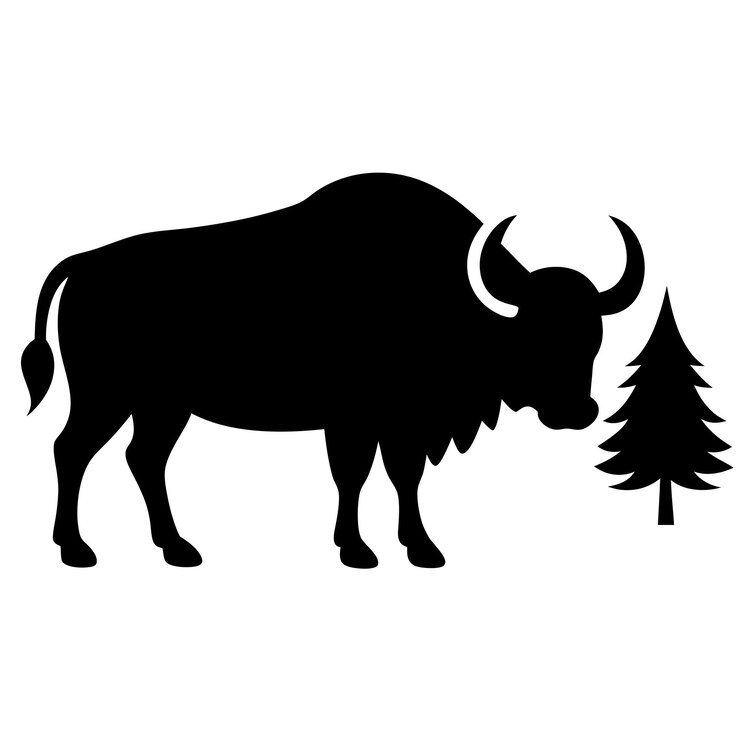 Vector a minimal and simple forest big horn buffalo silhouette on an isolated white background