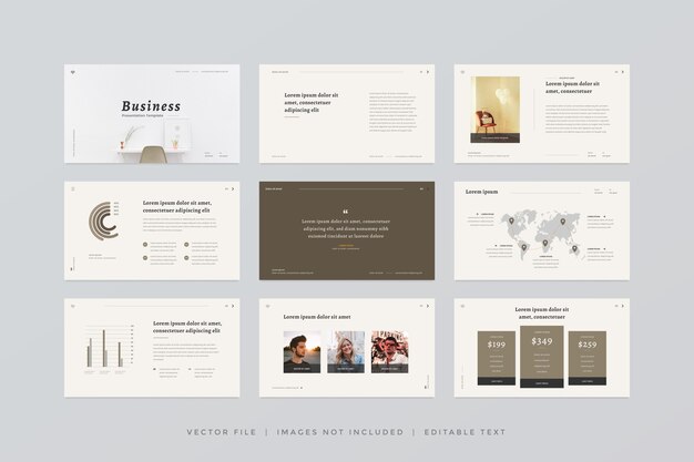 Vector minimal slides presentation template with modern style