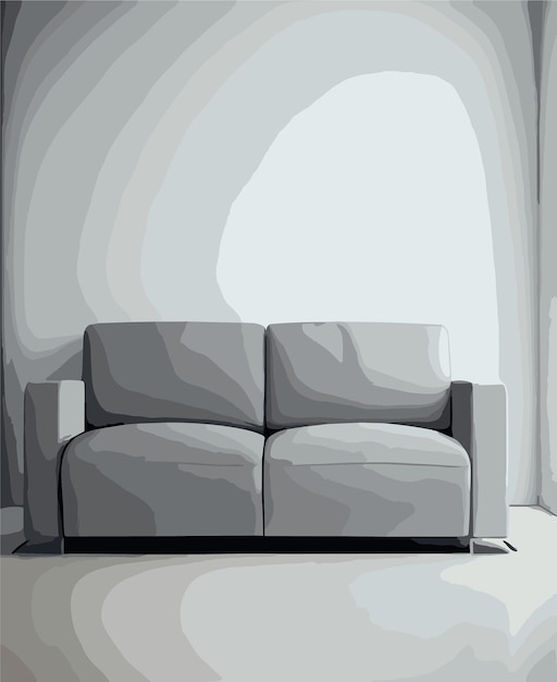 Вектор Минимальный диван в гостиной в изолированном 3d-рендеринге