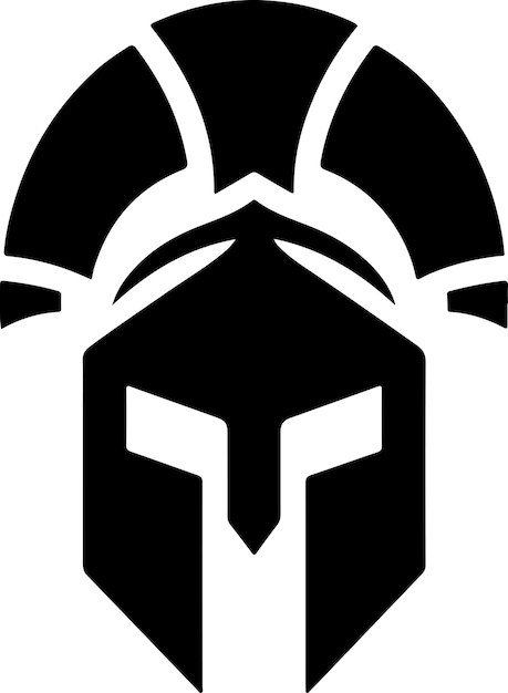 minimal Spartan helmet vector black color silhouette white background 14