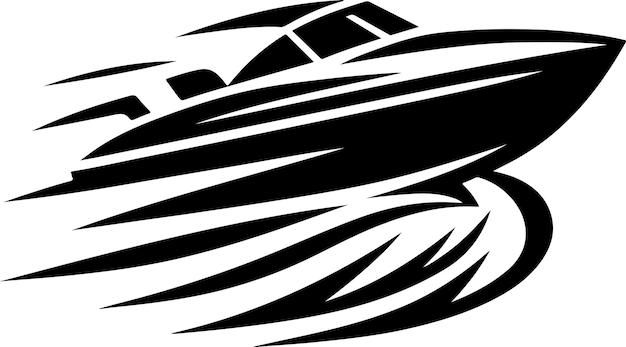 minimal speed boat vector logo concept icon clipart symbol black color silhouette 3