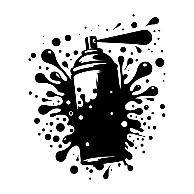 Minimal Splash Spray Paint Art Silhouette Vector