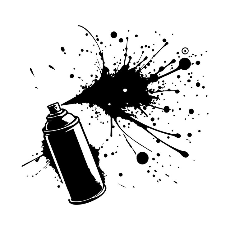 Minimal Splash Spray Paint Art Silhouette Vector