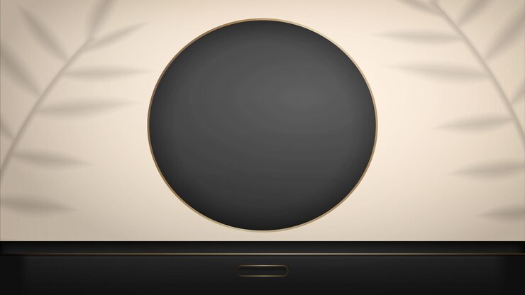 Vector minimal stage for product presentation black cabinet with gold inserts mockup for displaying a cosmetic product podium pedestal or platform realistic style vector illustration
