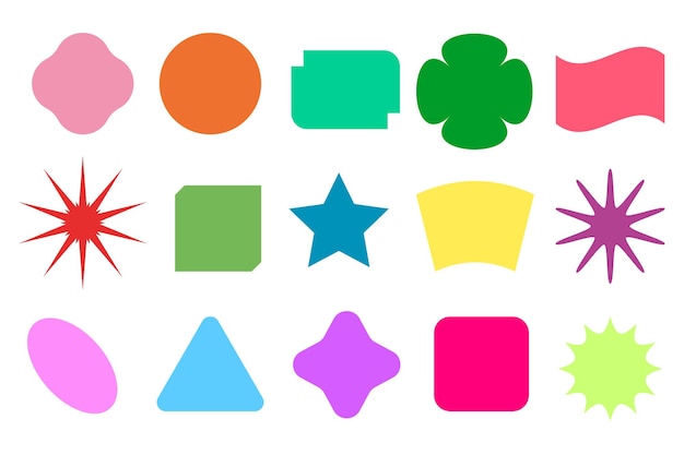 Vector minimal star shapes set of minimal icons in colors bauhaus inspired design elements basic