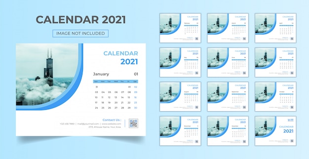 Minimal, stationary desk calendar 2021