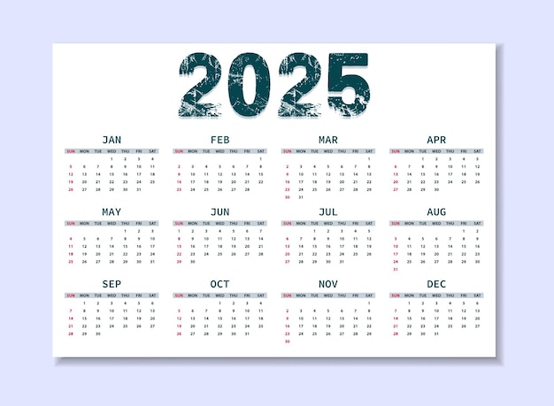 Vector minimal style 2025 page calendar for new year