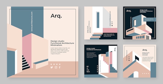 Vector minimal style architect instagram posts template