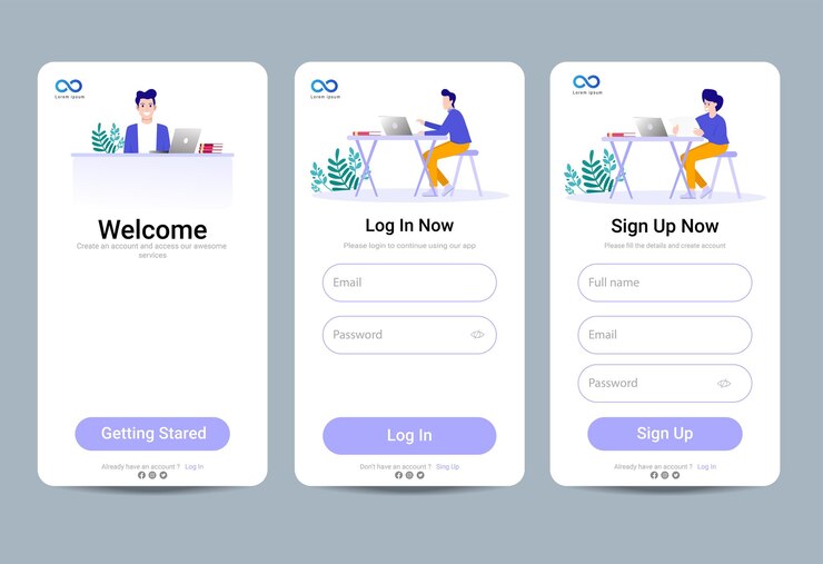 Vector minimal style login page template design