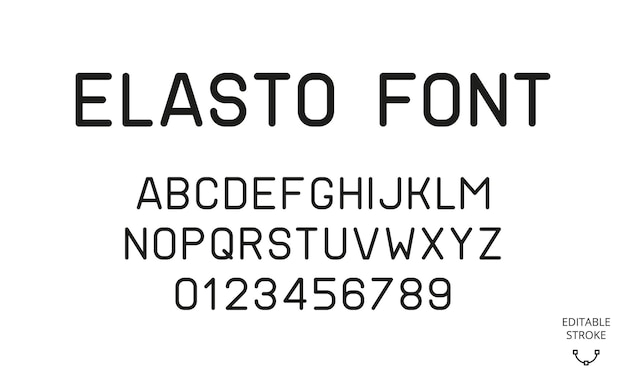 Minimal style vector line font with editable stroke
