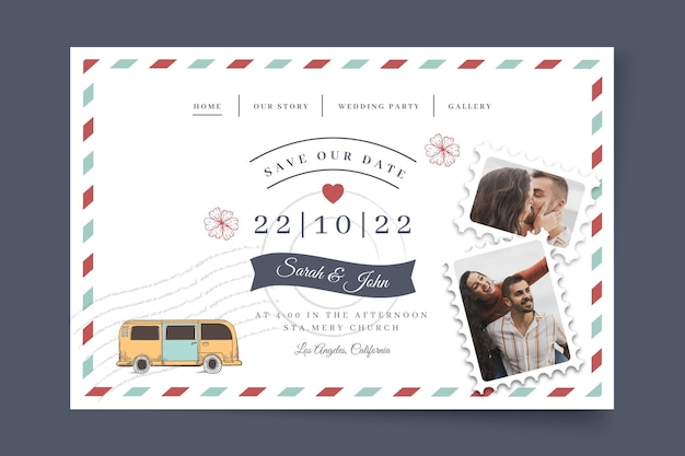 Vector minimal style wedding landing page