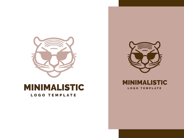 Vettore logo minimal tiger con occhiali minimal logo tiger illustration logo minimalistic line art
